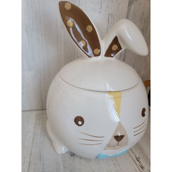 target Easter bunny cookie jar bowtie spring home decor - Picture 2 of 9
